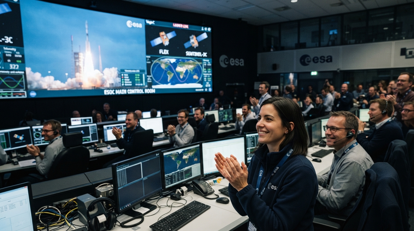 欧州宇宙機関、地球観測衛星「FLEX」および「Sentinel-3C」の打ち上げ再視聴イベントをESOCで開催